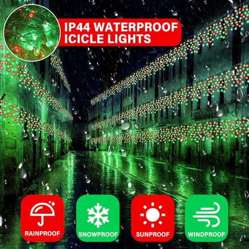 Retisee 65ft Red Green Solar Icicle Christmas Light for Outdoor Decoratio - Image 3
