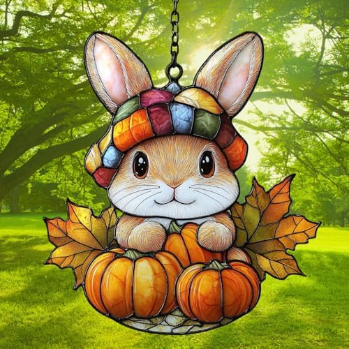 Cute Little Bunny Autumn Acrylic Suncatcher - Image 3