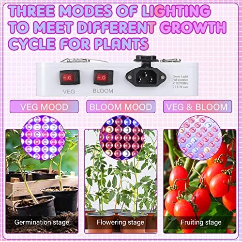 2 Pack 1000W LED Grow Light Full Spectrum Grow Lamps Dual Switch Greenhouse 96 LEDs Light with Veg and Bloom Buttons for Indoor Hydroponic Plant Flower Vegetable Seeding Growing and Flowering - Image 3