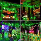 iBaycon 42FT 15 LED Solar Flame Halloween String Lights Outdoor, Green - Image 2