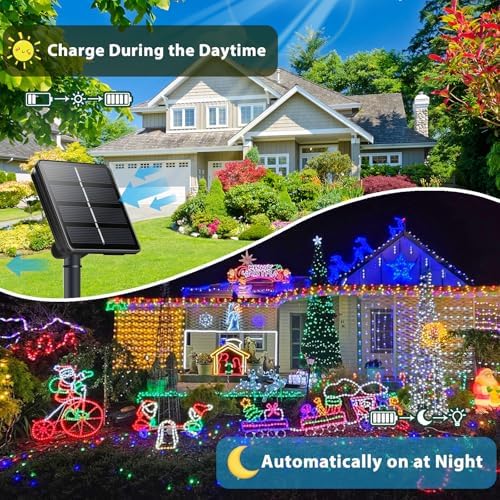 Solar Fairy Lights, 2 Pack Total 400LED 144FT Cool White to Multicolor - Image 2
