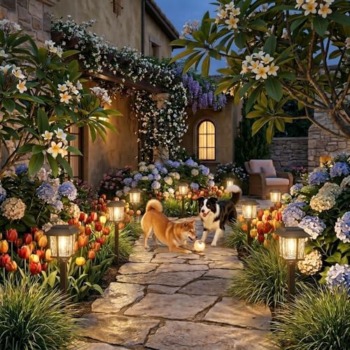 XMCOSY+ Solar Outdoor Lights Waterproof 6 Pack, 2-Tone Solar Garden Lights - Image 5