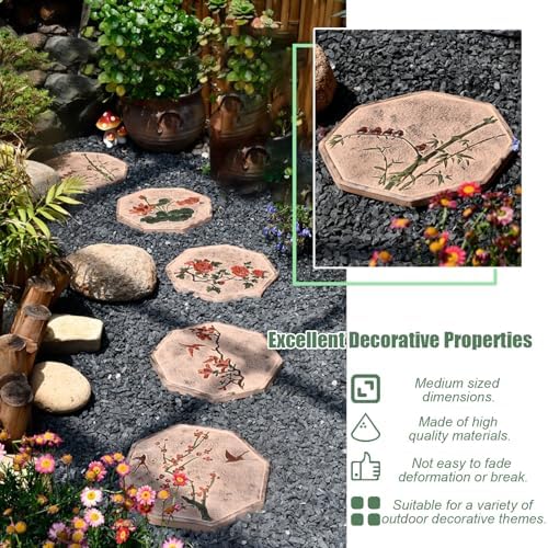 Kunovo Oriental Style Stepping Stone for Decor, Eco-Friendly Resinous Garden Step Stones, Octagonal Courtyard/Path/Lawn/Backyard Decorative Stone (Size : 1 Pack), 58741 - Image 2