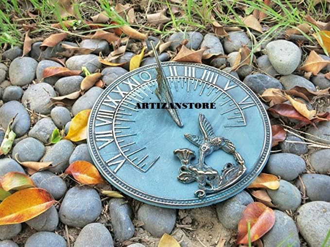 Brass Hummingbird Garden Sundial 8" inches Wide, Bird Outdoor Decoration, Gift - Image 4