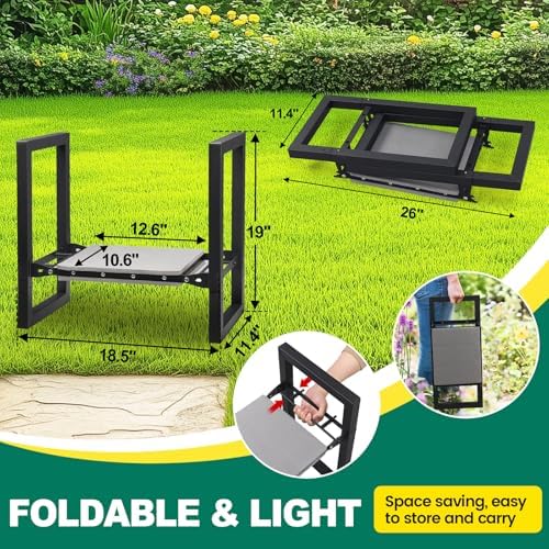 Garden Kneeler and Seat - Heavy Duty Folding Garden Stool with Handles, Stable Kneeling Device Bench Chair Gardening Tools Gifts for Women Men Seniors Gardeners Outdoor Weeding Planting - Image 2
