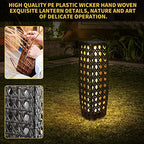 Solar Floor Lamp, Outdoor Floor Lamp Lanterns Outdoor Waterproof, Solar Powered Resin Wicker Lamp, Weather-Resistant Rattan Deck Light for Porch, Garden, Patio - Image 4