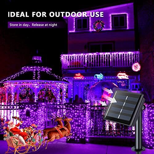 JMEXSUSS 4 Pack Solar Halloween Lights, 33FT 100 LED Purple Fairy Lights - Image 4