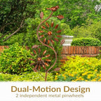 Sunnydaze 48" Garden Wind Spinner, 2 Pinwheel Dual-Motion Blades, Copper - Image 2