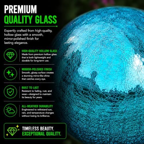 12-Inch Teal Reflective Glass Garden Orb, Mirror-Polished Hollow Sphere for Weather-Resistant Outdoor Yard Décor, Lawn Accent, Patio Landscaping, and Home Ornament, Shine, and Timeless Charm - Image 6