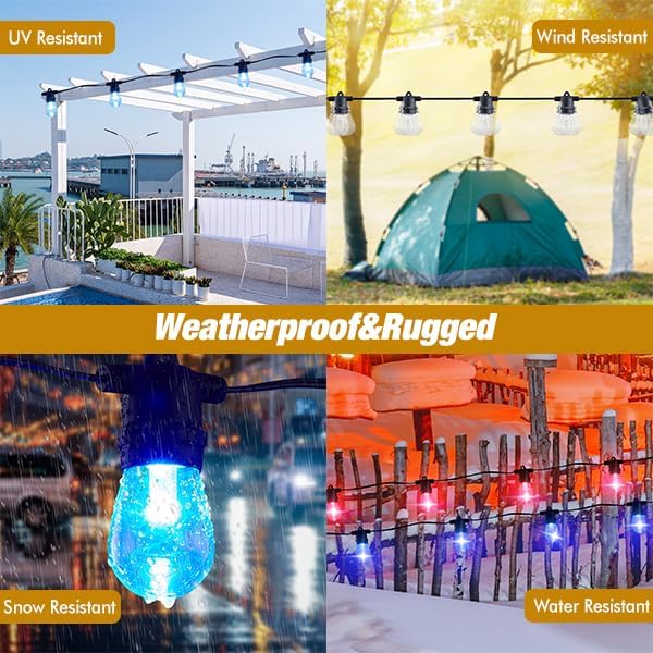 Outdoor String Lights 96FT Color Changing Solar Patio Lights, Waterproof Fairy Lights for Backyard, Garden, Pergola, Deck, Bistro, Outdoor Lighting with Remote & 8 Modes - Image 4