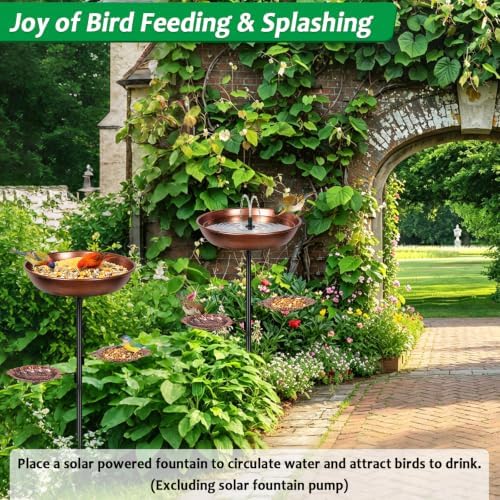 2 Pack Metal Outdoor Bird Bath, Removable Bowl for Garden (Small, Bronze) - Image 2