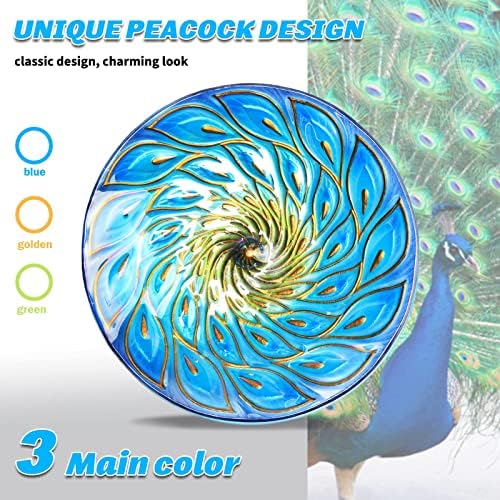 MUMTOP Hanging Glass Bird Bath Peacock Outdoor Birdfeeder Garden Yard Decor - Image 5
