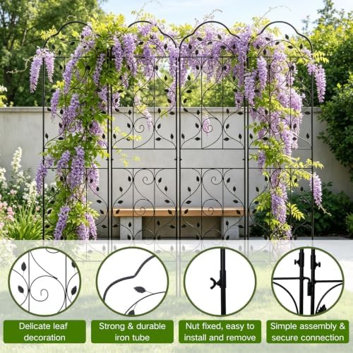 hogardeck 4 Packs 84 * 19 inch Metal Garden Trellis for Climbing Plants Outdoor,Heavy Duty,Black Coating Rustproof Trellis for Rose, Vegetable, Flowers, Expandable,Perfect for Training Climbing Plants - Image 4