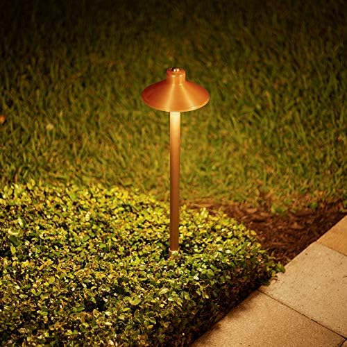 VOLT Flat Hat 12V Copper Path Light (7" Shade) & 3W 2700K G4 LED Bulb - Image 7