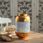 Moroccan Style Gold Metal Candle Lantern with Handle - Image 6