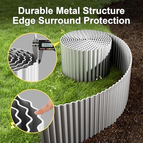 Land Guard Corrugated Garden Edging Border, 12" x 100' Landscape Paver Edging, Tall Landscape Edging, Fence for Garden, Flower Bed, Lawn and Landscape Edging (Silver) - Image 3