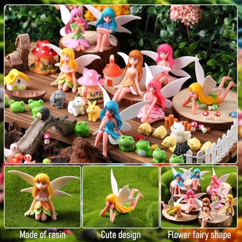 Seenelling 150 Pcs Fairy Garden Accessories Miniatures Figures Kit Micro Landscape Resin Mushroom Animals Fake Pond Lawn Bridge Garden Decoration - Image 4