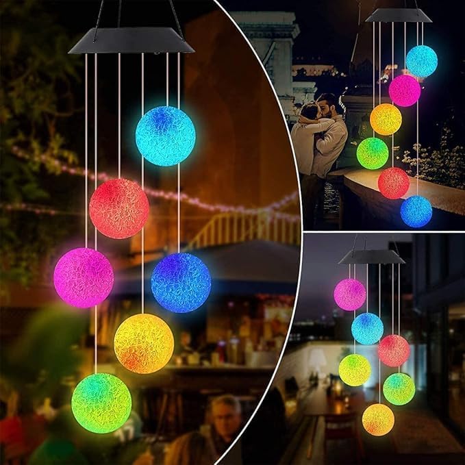 Hummingbird Solar Wind Chimes for Outside - Color Changing LED Outdoor Solar Lights Waterproof Windchimes, Home Garden Patio Yard Porch Decoration (Bead) - Image 3