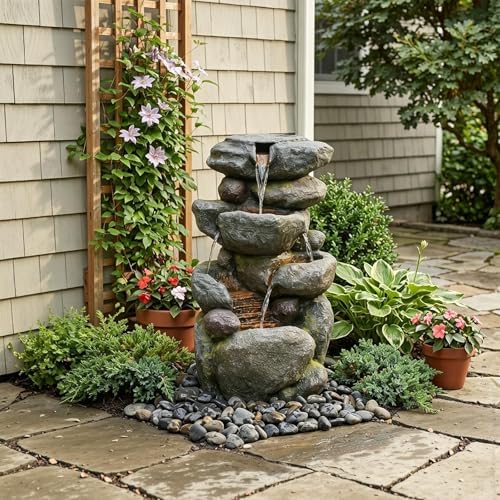 Sunlinua 29H Realistic Rock Cascading Outdoor Water Fountain with 4 Tiers - Image 5
