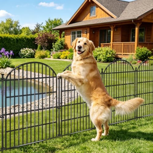 20 Panels No Dig Decorative Garden Fence, 33in(H) x 44ft(L) Animal Barrier, Rustproof Metal Temporary Dog Fence for Outdoor Yard, Patio, Flower Bed by AVELOTUUG