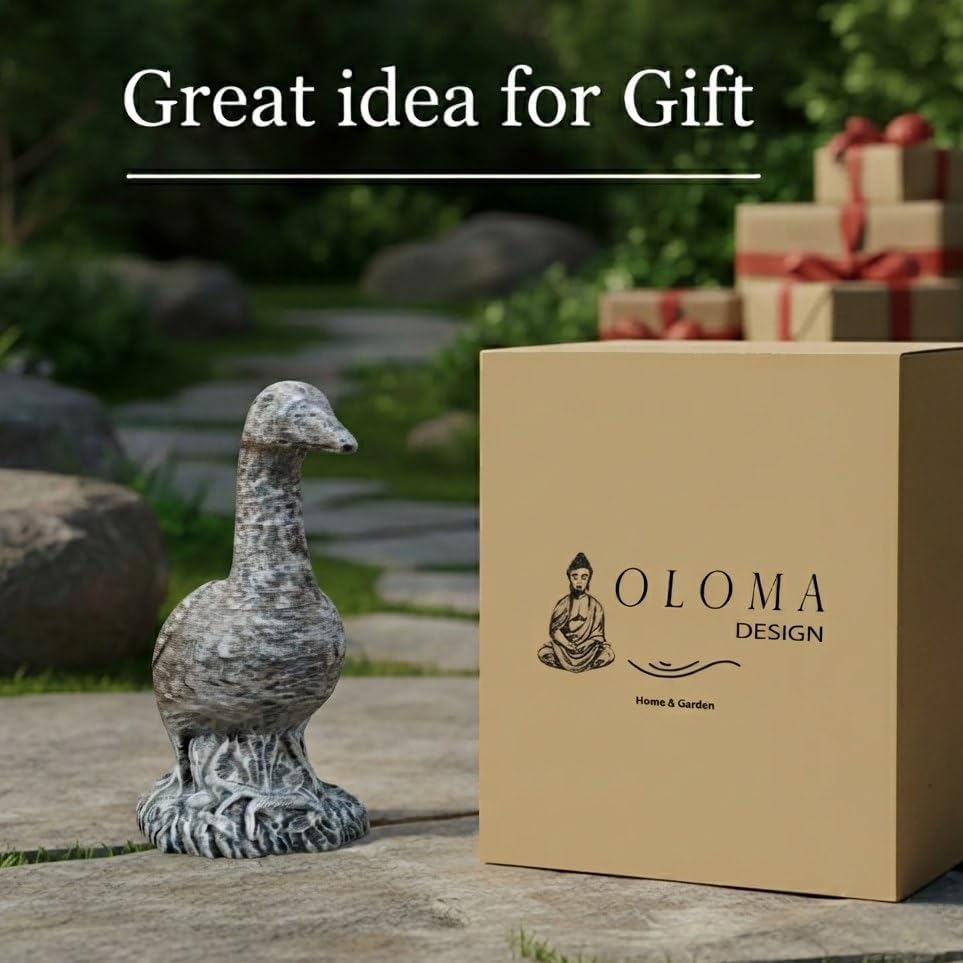 OLOMA Concrete Goose Garden Statue Outdoor Lawn Decor Handmade Realistic Cement Waterflown Bird Sculpture Weather Resistant Yard Ornament Farmhouse Garden Accent Patio Porch Landscaping Decoration - Image 2