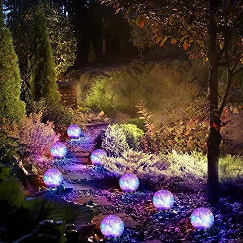 Tuanse 4 Pack Solar Globe Lights Cracked Glass Garden Yard Decor(4.7 in,Multicolor) - Image 5