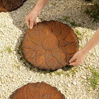 Sungmor Vintage Cast Iron Lotus Stepping Stone, Full Rust - Image 5