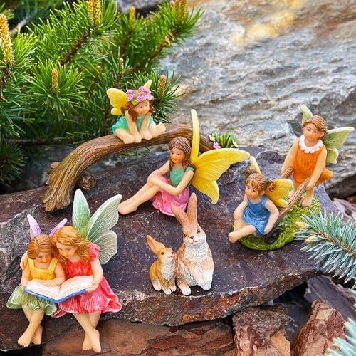 Mood Lab Fairy Garden Figurines - Fairy Statue Set (6 pcs) - Miniature Decorative Statues & Accessories - Outdoor & Indoor Garden Decor - Image 6