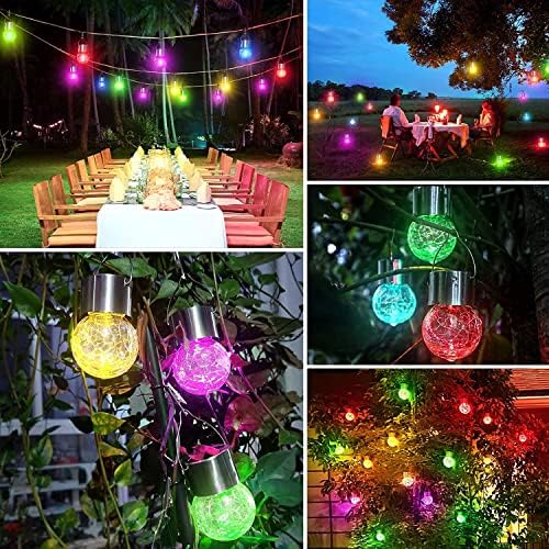 4Pcs Solar Outdoor Hanging Lanterns with Handle Retro Solar Lights Patio Decor Patio IP65 Waterproof Yard Art Garden Accessories Outdoor Decorations for Christmas Porch Lawn - Image 3