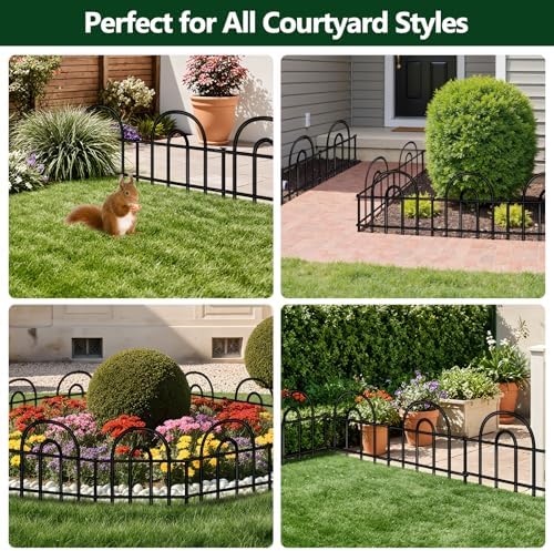 Decorative Garden Fence, 15 Panels No Dig Fence, 21.25 ft(L) x 13 in(H) Animal Barrier for Dogs Rabbits, Rustproof Metal Arched Decorative Garden Fences for Flower Bed, Outdoor, Yard, Patio - Image 6