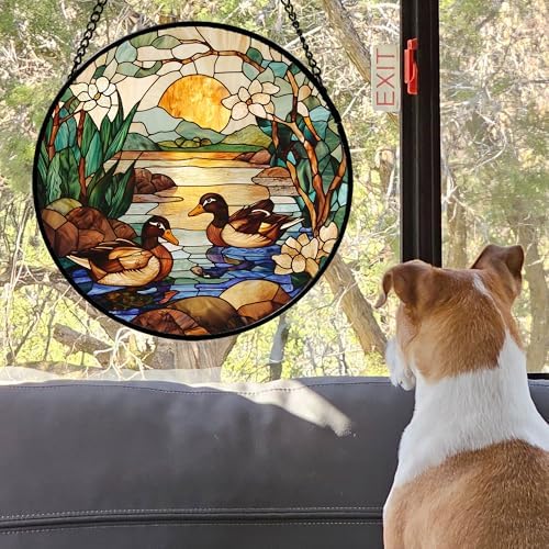 Stained Glass Window Hanging Duck Pond Suncatcher Gifts for Women 12" - Image 2