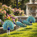 Riakrum 4 Pcs Metal Peacock Statue Garden Outdoor Decor - Image 6