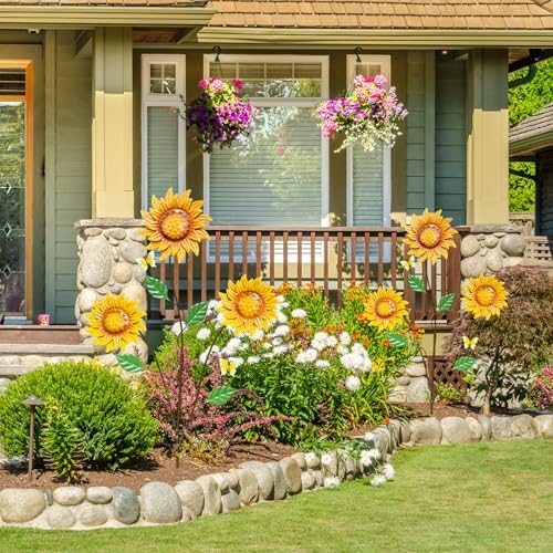 2-Pack Metal Flowers for Outside, 30-Inch Sunflower Yard Stakes - Image 5