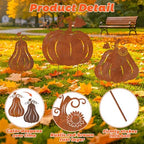 WATINC Thanksgiving Metal Yard Stakes - 3pcs Fall Rustic Pumpkin Decoration - Image 3