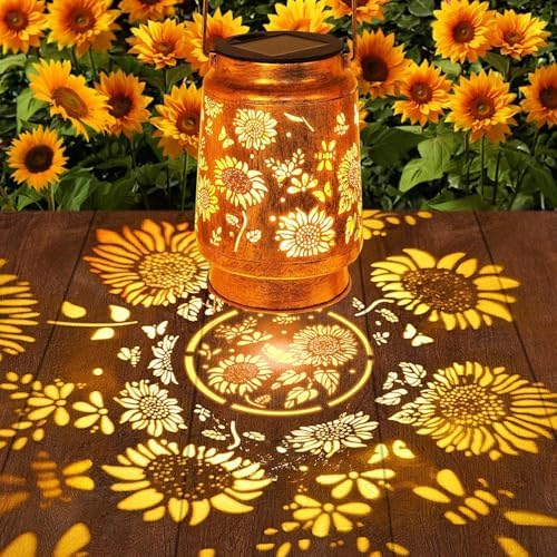 2 Pack Sunflower Solar Lanterns Outdoor with Shepherd Hook, Birthday Gift Mothers Day Gift for Women Mom Grandma Wife Daughter, Waterproof LED Hanging Lights, Decor for Yard Garden Patio Porch Lawn - Image 3