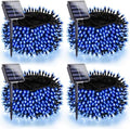 4 Pack 180FT Solar Christmas Lights Outdoor Waterproof, Super Bright 320 LED Solar String Lights with 8 Lighting Modes, Green Wire Solar Twinkle Fairy Lights for Outside Tree Xmas Party Garden(Blue) by SANJICHA