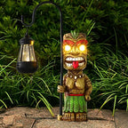 16.7" H Tiki Decor Garden Statue,Large Lantern Tiki Figurine with Solar Lights,Hawaiian Tiki Man Outdoor Patio Yard Lawn Bar Party Beach Pool Pond Halloween Christmas Decoration Ornament Gifts by MIBUNG