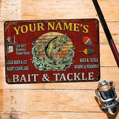 Fishing Décor For Home Personalized Fishing Sign Bait & Tackle Custom Fishing Décor Rustic Cabin Décor Lake House Wall Art Garage Décor Gifts for Him 108122002068 - Image 2