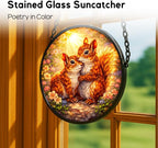 Stained Glass Window Hanging，Adorable Squirrels 11.8in Sun Catchers Indoor Window, Home Decor Inside and Outside the Cottage, Unique Gifts for Women - Image 2