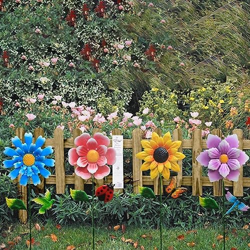 Solar Garden Stakes Lights for Outdoor Decor, 4 Pack Waterproof Metal Art Stick Flowers, Light for Outside Garden Patio Pathway Yard Backyard Porch Lawn - Image 6
