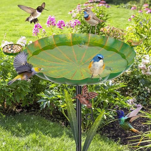 Metal Bird Bath for Outside,41.5" Freestanding Garden Birdbath Bowl - Image 3