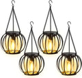KOOPER Solar Lanterns Outdoor Waterproof, 4 Pack Upgraded Metal Hanging Solar Lights Outdoor Lanterns, Brighter Auto On/Off Outdoor Hanging Lantern for Yard Patio Pathway Porch Garden Decor by KOOPER