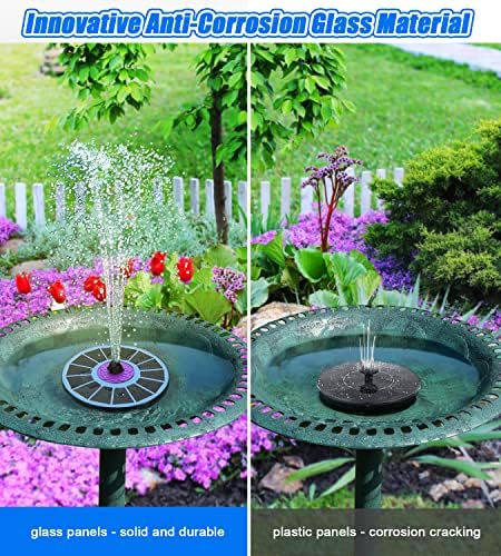 SZMP Solar Fountain Upgraded 100% Glass Panel & Solar Fountain 3.5W Bird Bath Fountains with Flower 2023 Upgraded Glass Panel (Blue) - Image 5