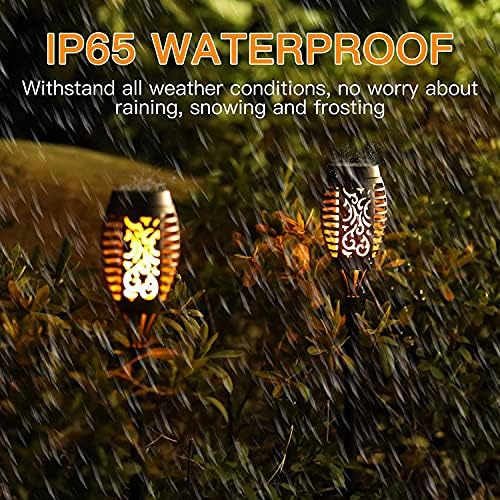 4-Pack Solar Lights 12 LED Flickering Flame Solar Torches Lights 19" Waterproof Outdoor Lighting Solar Powered Pathway Lights Landscape Decoration Lighting Auto On/Off for Garden Patio Yard - Image 5