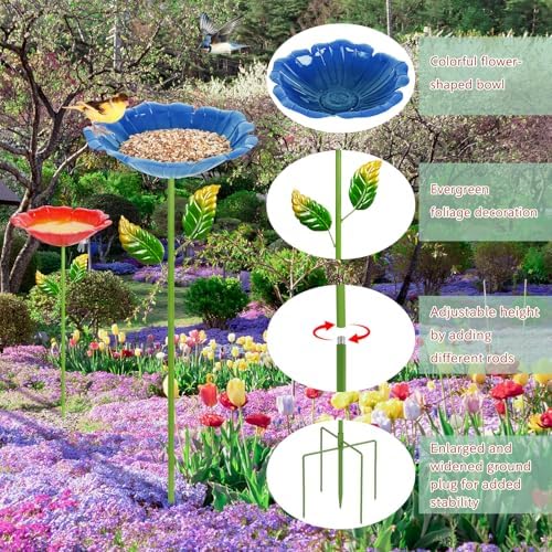 4 Pack Bird Bath for Outside, Outdoors Garden Decor Flower Birdbath - Image 4