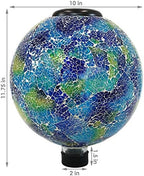 Sunnydaze Solar Gazing Ball for Garden, Crackled Azul Terra - Image 6