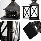 Lantern Decorative Indoor & Outdoor, 2 Pack Large Hanging Candle Lanterns Home Decor, Vintage Metal Candle Holders for Front Porch Patio Wedding Party, Halloween Christmas Decorations (Black) - Image 5