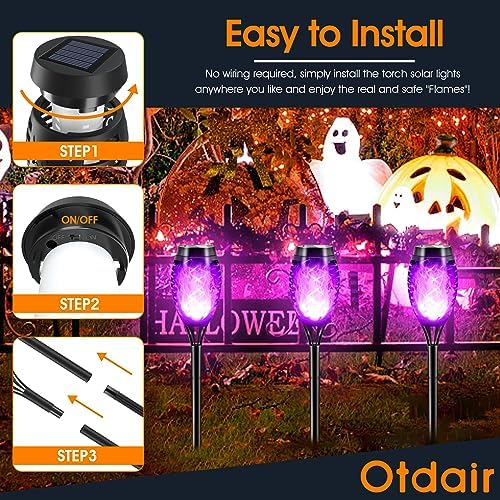 Otdair Christmas Decorations Outdoor 12 Pack, Waterproof Solar Christmas Lights Outdoor with Purple Flame for Christmas Decor, Torch Christmas Lights for Yard, Pathway, Lawn, Patio, Garden, Party - Image 2