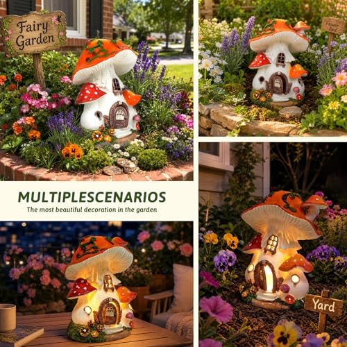 Solar Mushroom House Garden Decor, Fairy Garden Mushroom - Image 3