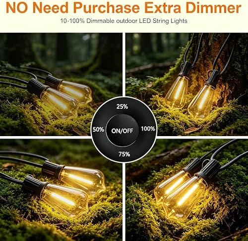 120FT Outdoor String Lights ST38 LED with Remote Waterproof Dimmable - Image 4